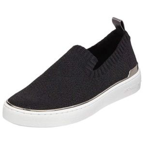 Skyler Metallic Knit Slip-On Sneaker, black size 8.5